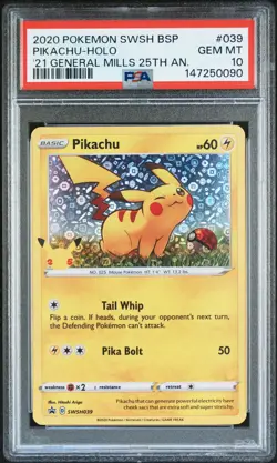 2020 POKEMON SWSH BLACK STAR PROMO #039 PIKACHU-HOLO PSA 10 - Image 1