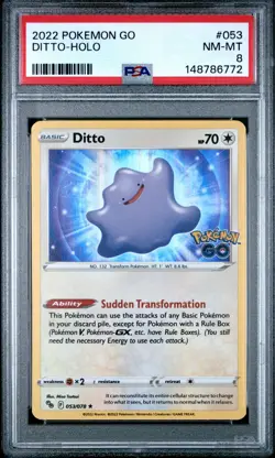 2022 POKEMON GO #053 DITTO-HOLO PSA 8 - Image 1
