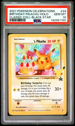 2021 POKEMON CELEBRATIONS CLASSIC COLLECTION #24 BIRTHDAY PIKACHU-HOLO PSA 10 - Image 1