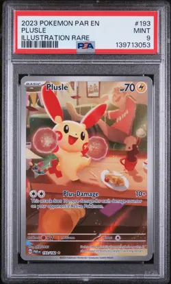 2023 POKEMON PAR EN-PARADOX RIFT ILLUSTRATION RARE #193 PLUSLE PSA 9 - Image 1