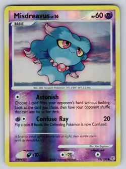 Misdreavus 91/130 Reverse Holo Common Diamond & Pearl Pokemon Lightly Played - Image 1