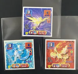 Pokemon Amada Stickers Zapdos Articuno Moltres 1997 - Image 1
