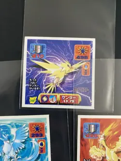 Pokemon Amada Stickers Zapdos Articuno Moltres 1997 - Image 2