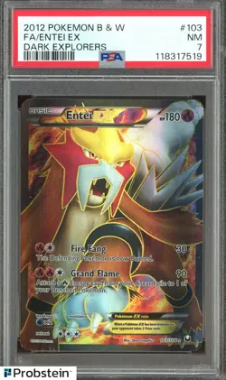 2012 Pokemon B & W Dark Explorers #103 FA Entei EX PSA 7 NM - Image 1