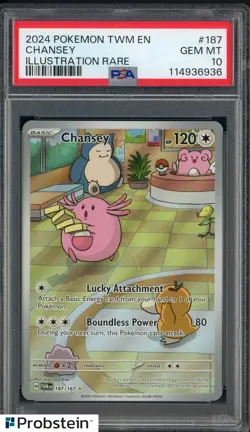 #3 2024 Pokemon TWM EN Illustration Rare #187 Chansey PSA 10 GEM MINT - Image 1