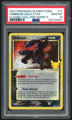 2021 POKEMON UMBREON-GOLD STAR POP-S5 CELEBS. CLASSIC COLLECTION #17 PSA 10 - Image 1