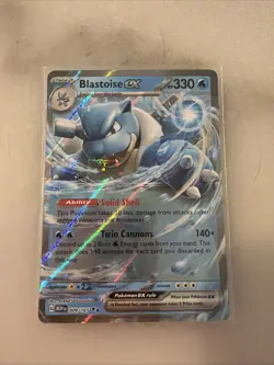 2023 Pokemon Scarlet and Violet 151 Double Rare Holo Blastoise EX 009/165 - Image 1