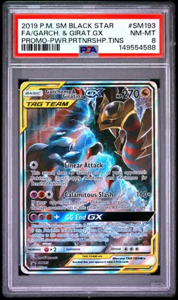 2019 POKEMON SM BLACK STAR PROMO #SM193 FULL ART/GARCHOMP & GIRATINA GX PSA 8 - Image 1