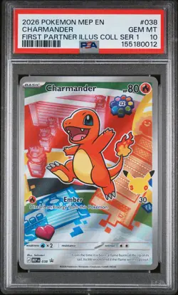 2026 POKEMON FIRST PARTNER ILLUSTRATION COLLECTION PROMO #038 CHARMANDER PSA 10 - Image 1