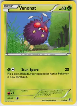 Pokemon Venonat 1/119 XY - Phantom Forces Normal card - Image 1