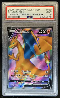 2020 Pokemon SWSH Black Star Promos Charizard V Full Art #SWSH050 PSA 9 - Image 1