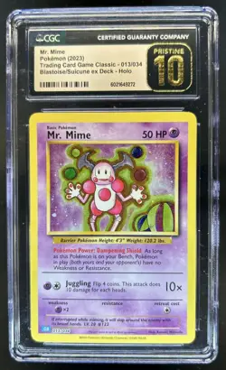 2023 Pokemon Classic Mr. Mime Blastoise & Suicune ex #013/034 CGC 10 Pristine - Image 1