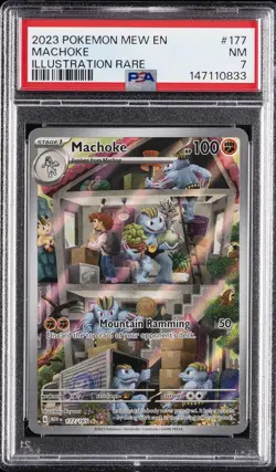 2023 POKEMON MEW EN-151 ILLUSTRATION RARE #177 MACHOKE PSA 7 - Image 1