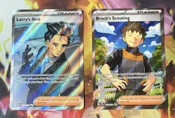 Pokemon Full Art Trainer Lot - Larry's Skill & Brock's Scouting - Image 1
