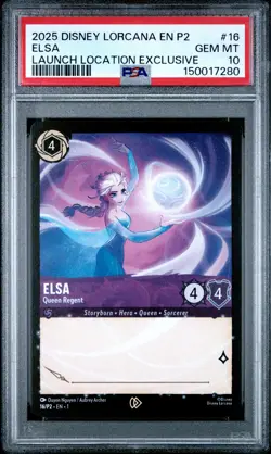 2025 DISNEY LORCANA EN P2-PROMO #16 ELSA - QUEEN REGENT PSA 10 - Image 1