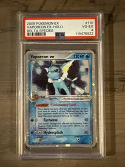 2005 Pokemon EX Vaporeon EX-Holo Delta Species Card #110 PSA 4 VG-EX - Image 1