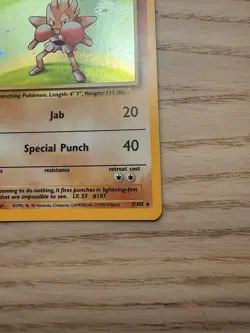 Pokemon TCG Hitmonchan Base Set Holo Rare Card 7/102 - Image 5