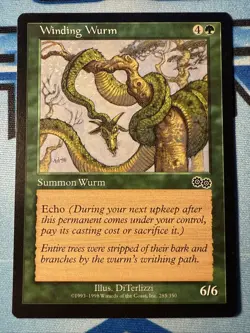 Magic The Gathering MTG Winding Wurm - Urza's Saga - EX Authentic & Official - Image 1