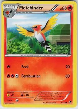 Pokemon Fletchinder 9/119 XY - Phantom Forces Normal card - Image 1