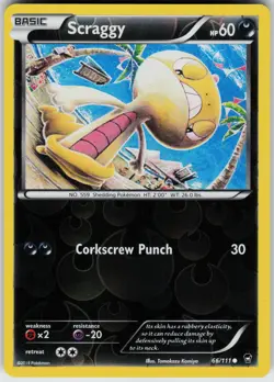 Pokemon Scraggy 66/111 XY - Furious Fists Reverse Holo card - Image 1