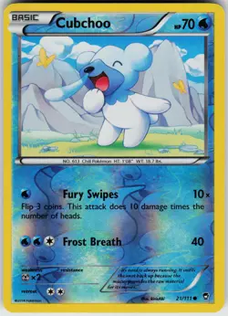 Pokemon Cubchoo 21/111 XY - Furious Fists Reverse Holo card - Image 1