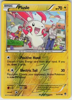 Pokemon Plusle 31/111 XY - Furious Fists Reverse Holo card - Image 1