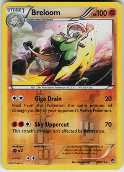 Pokemon Breloom 50/111 XY - Furious Fists Reverse Holo card - Image 1