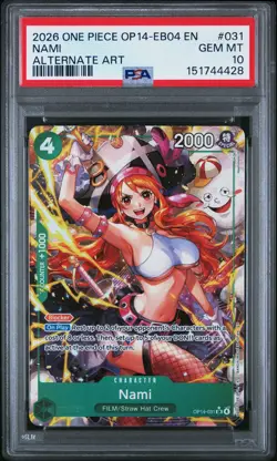 2026 ONE PIECE OP14-EB04-THE AZURE SEA'S SEVEN ALTERNATE ART #031 NAMI PSA 10 - Image 1