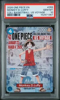 2026 ONE PIECE PROMOS COLLEGE BASKETBALL: US VOYAGE #055 MONKEY D. LUFFY PSA 10 - Image 1