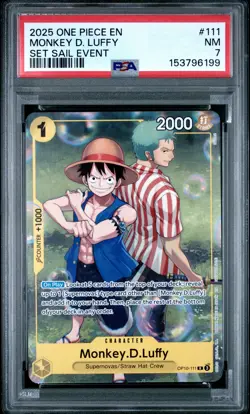 2025 ONE PIECE PROMOS SET SAIL EVENT #111 MONKEY D. LUFFY PSA 7 - Image 1