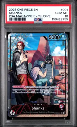 2025 ONE PIECE PROMOS PSA MAGAZINE EXCLUSIVE #001 SHANKS PSA 10 - Image 1