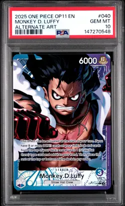 2025 ONE PIECE OP11-A FIST OF DIVINE SPEED ALTERNATE ART MONKEY D. LUFFY PSA 10 - Image 1