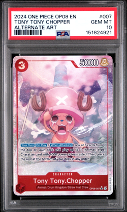 2024 ONE PIECE TONY TONY CHOPPER ALTERNATE ART OP08-TWO LEGENDS #007 PSA 10 - Image 1
