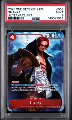 2025 ONE PIECE OP12-LEGACY OF THE MASTER ALTERNATE ART #008 SHANKS PSA 9 - Image 1