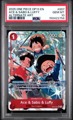 2025 ONE PIECE OP13-CARRYING ON HIS WILL ALTERNATE ART ACE & SABO & LUFFY PSA 10 - Image 1
