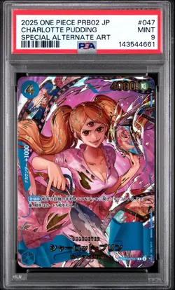 2025 ONE PIECE JPN PRB02-PREMIUM BOOSTER SPECIAL ALT ART CHARLOTTE PUDDING PSA 9 - Image 1