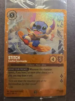Disney Lorcana Stitch Carefree Snowboarder 42/P3 Promo Holo-Pack Fresh - Image 1