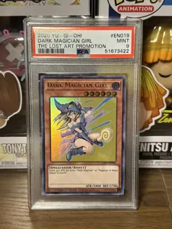 PSA 9 Mint - Dark Magician Girl LART-EN019 Lost Art Promotion Ultra Rare YuGiOh - Image 1