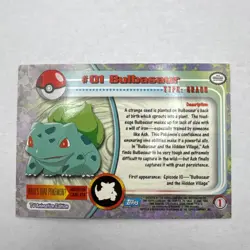 BULBASAUR #01, Series 1 - 2000, Topps TV Animation Chrome Pokemon Card Holo - Image 2