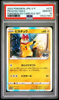 2022 POKEMON JAPANESE S PROMO POKEMON GO CARD FILE SET #272 PIKACHU-HOLO PSA 10 - Image 1