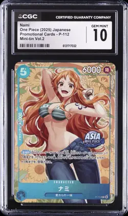2025 ONE PIECE JAPANESE PROMO CARDS MINI-TIN VOL.2 #P-112 NAMI CGC 10 GEM MINT - Image 1