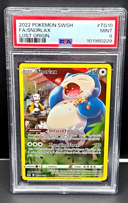 2022 POKEMON SWORD & SHIELD FA LOST ORIGIN #TG10 FULL ART SNORLAX PSA 9 - Image 1
