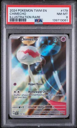 2024 POKEMON TWM EN-TWILIGHT MASQUERADE ILLUSTRATION RARE #179 CHIMECHO PSA 8 - Image 1