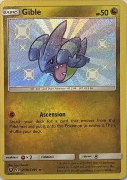 Gible SV38/SV94 Shiny Rare Hidden Fates Shiny Vault Pokemon NM - Image 1