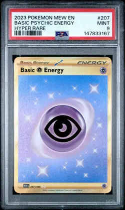 2023 POKEMON MEW EN-151 HYPER RARE #207 BASIC PSYCHIC ENERGY PSA 9 - Image 1