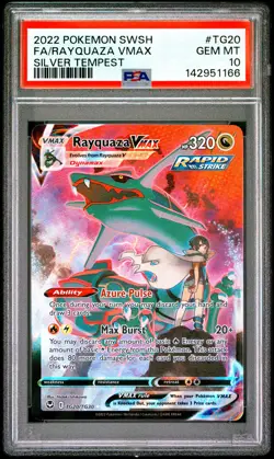 2022 POKEMON SWORD & SHIELD SILVER TEMPEST #TG20 FULL ART/RAYQUAZA VMAX PSA 10 - Image 1