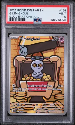 2023 POKEMON PAR EN-PARADOX RIFT ILLUSTRATION RARE #198 GIMMIGHOUL PSA 9 - Image 1