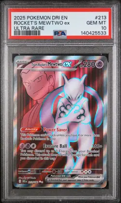 2025 POKEMON DRI EN-DESTINED RIVALS ULTRA RARE TEAM ROCKET'S MEWTWO EX PSA 10 - Image 1