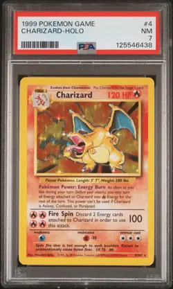 1999 POKEMON BASE SET UNLIMITED #4 CHARIZARD-HOLO PSA 7 - Image 1