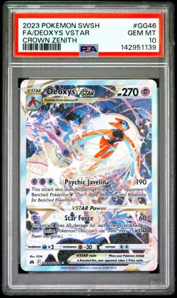 2023 POKEMON SWORD & SHIELD CROWN ZENITH #GG46 FULL ART/DEOXYS VSTAR PSA 10 - Image 1